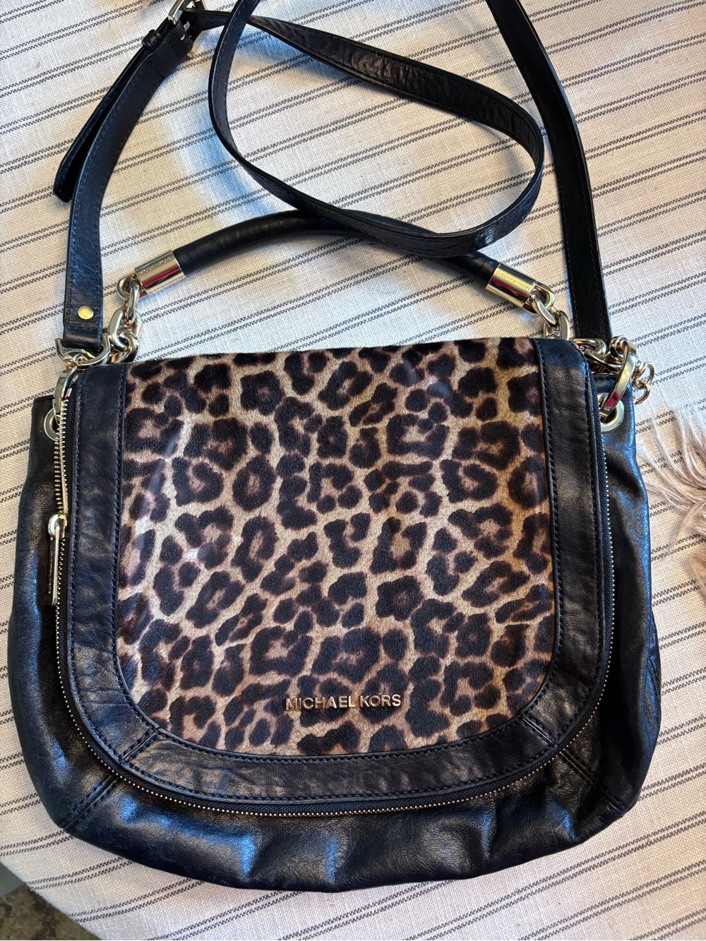 MICHAEL KORS Stanthorpe Leopard Calf Hair and Leather Bag